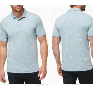 TravisMathew Good Time Feeling Cotton Blend Polo Arona Blue Floral Medium NEW